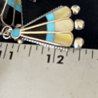 Men's Bolo Tie | Zuni Thunderbird Kingman Turquoise Inlay | Sterling Silver | 14232