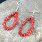 Native American Sterling Silver Navajo Red Coral Earrings | 2" | 1086