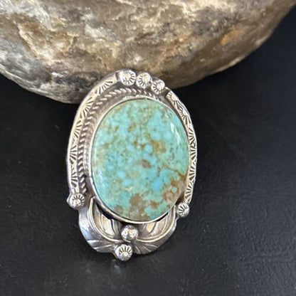 Southwestern Navajo Blue Turquoise #8 Rings | Sterling Silver | Sz 9 | 14286