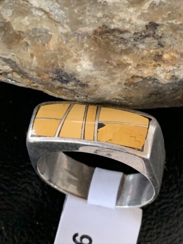 Navajo Yellow Turquoise Ring | Sterling Silver | Sz 8 | Authentic Native American Handmade | 1736