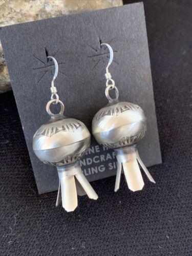 Native American Navajo Pearls Naja Earrings | Sterling Silver | 1" | 1043