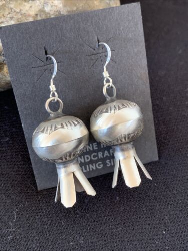 Native American Navajo Pearls Naja Earrings | Sterling Silver | 1" | 1043 - Masha USA