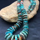 Navajo Turquoise & Spiny Oyster Graduated Necklace | Sterling Silver | Authentic Native American | 29" | 4362