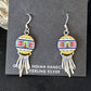 Navajo Multi-Color Turquoise Inlay Earrings | Sterling Silver | Authentic Native American Handmade | 14654