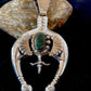 Navajo Pearls Sterling Silver Bisbee Turquoise Naja Pendant Necklace | Authentic Native American Handmade | 01058