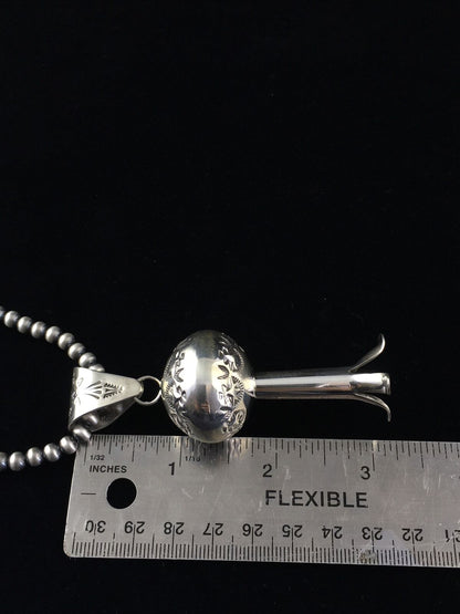 Navajo Sterling Silver Naja Necklace Pendant | 3" | Authentic Native American Handmade | 10048 - Masha USA