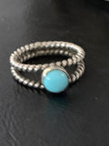 Navajo Blue Turquoise Ring | Sterling Silver | Sz 7 | Authentic Native American Handmade | 10768