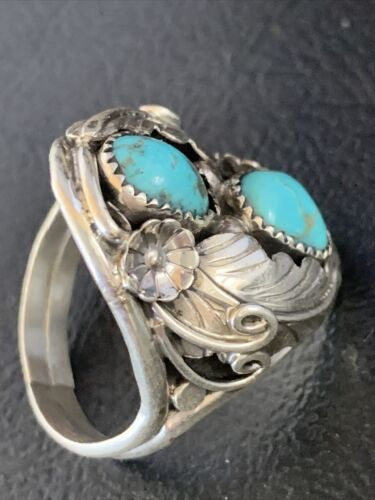 Navajo Kingman Turquoise Multi-Stone Ring | Authentic Native American Sterling Silver | Sz 11 | 14177