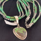 Navajo Pearls Sterling Silver Green Gaspeite Pendant Turquoise Necklace Set | Multi-Strand | 2986