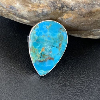 Navajo Blue Kingman Turquoise Ring | Sterling Silver | Sz 8 | Authentic Native American Handmade | 12791