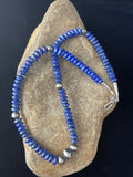 Native American Men's Lapis Lazuli Strand Necklace | Sterling Silver | 18" | 1757