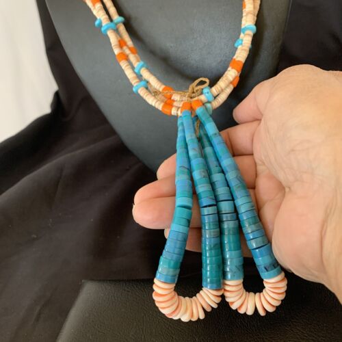 Southwestern Jacla Santo Domingo Shell Spiny Turquoise Jacla Necklace | 26" | Authentic Native American Handmade | 11992