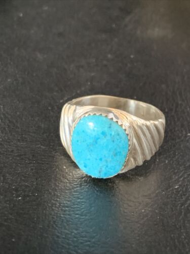 Southwestern Navajo Blue Kingman Turquoise Ring | Sterling Silver | Sz 11 | 14147