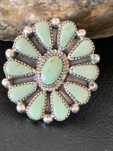 Navajo Green Turquoise Cluster Ring | Authentic Native American Sterling Silver | Multi-Stone | Sz 7 | 12192