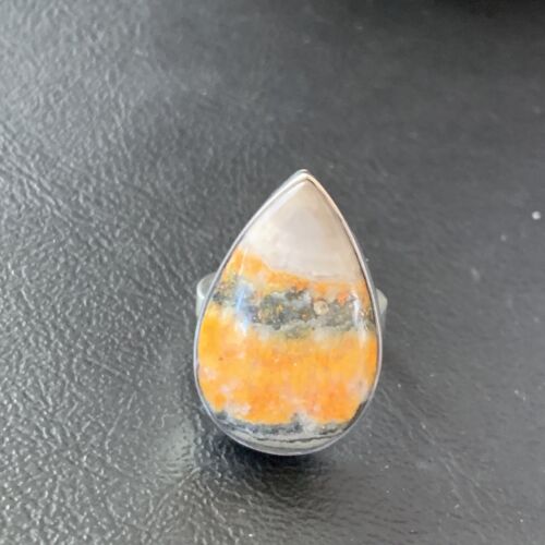 Navajo Yellow Bumble Bee Jasper Ring | Sterling Silver | Sz 8 | 11546