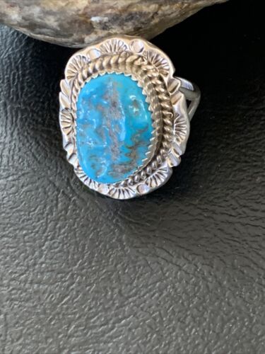 Southwestern Navajo Blue Kingman Turquoise Ring | Sterling Silver | Sz 7 | 12208
