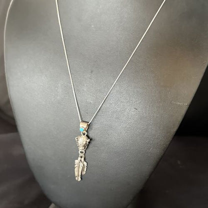 Navajo Buffalo Turquoise Pendant | Sterling Silver | Authentic Native American Handmade | 18" | 14686