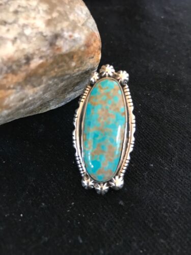 Navajo Blue Turquoise #8 Ring | Yazzie | Sterling Silver | Sz 3 | Authentic Native American Handmade | 3532