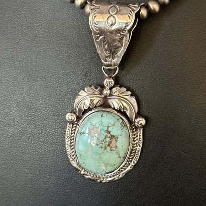 Navajo Blue Golden Hills Pendant Necklace | Sterling Silver | Authentic Native American Handmade | 14623
