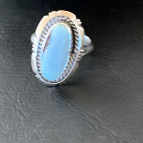 Navajo Blue Dry Creek Turquoise Ring | Sterling Silver | Sz 7.5 | Authentic Native American Handmade | 11642