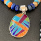 Navajo Multi-Color Spiny Turquoise Inlay Pendant | Sterling Silver | Authentic Native American Handmade | 10658