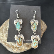 Navajo Blue #8 Turquoise Dangle Earrings | Sterling Silver | Authentic Native American Handmade | 14343