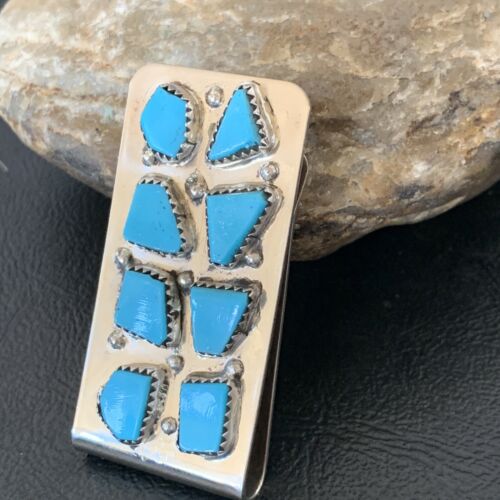 Navajo Handmade Turquoise Money Clip | Sterling Silver | Authentic Native American | 11594