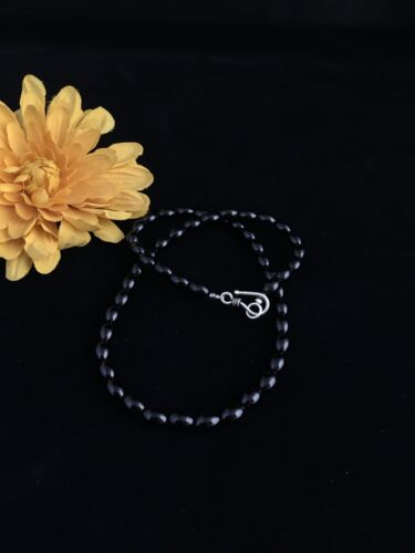 Navajo Black Onyx Necklace | Sterling Silver | 17" | Authentic Native American Handmade | 10030 - Masha USA