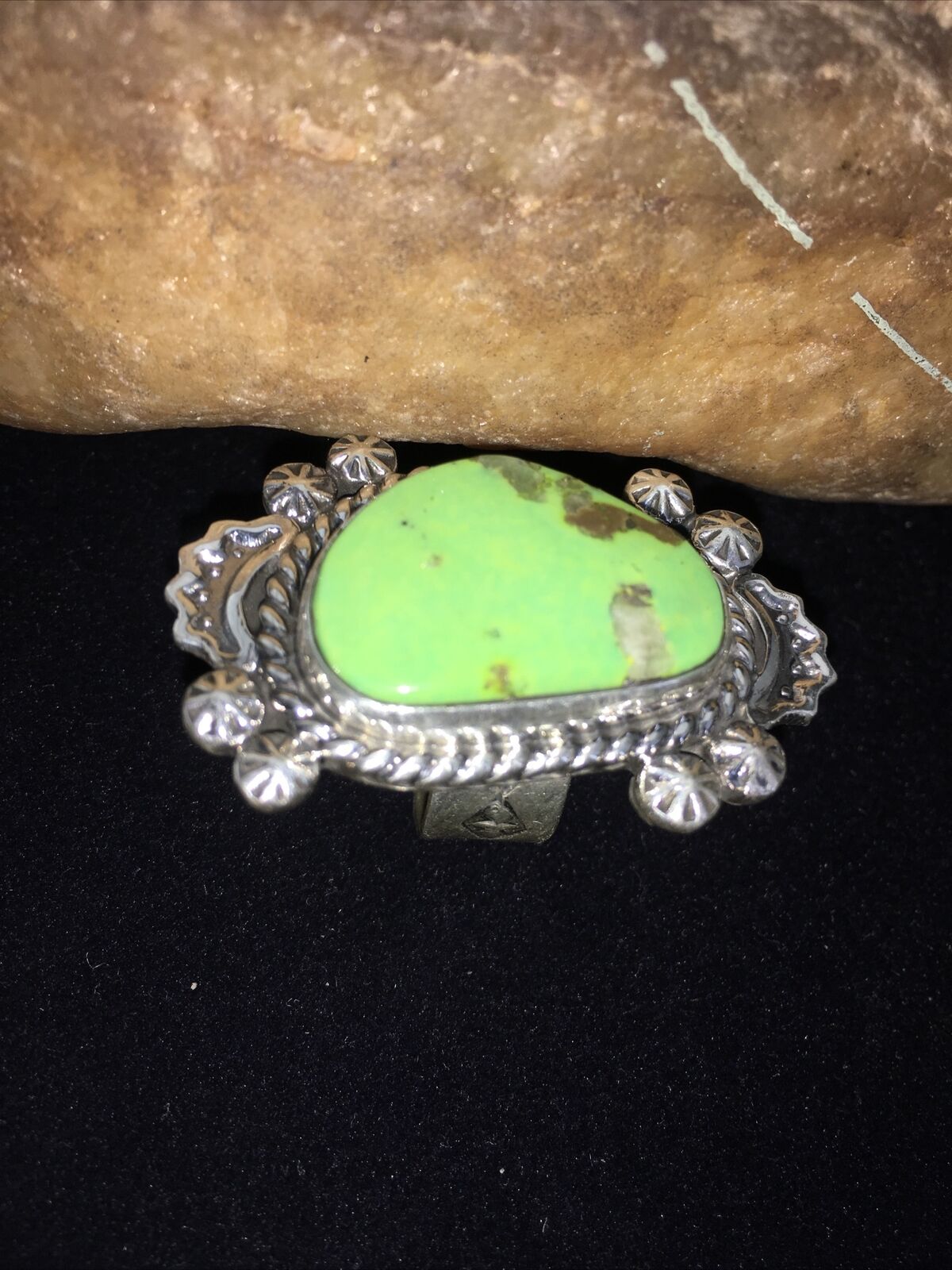 Native American Navajo Green Gaspeite Ring | Sterling Silver | Sz 6 | 1807