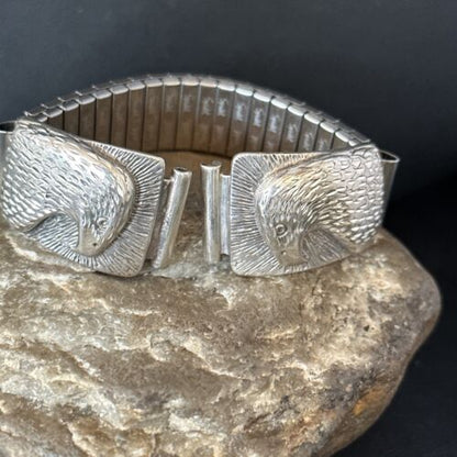 Navajo Eagle Head Sterling Silver Wrist-Watch Tips | Authentic Native American Jewelry | 14400