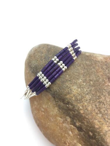 Southwestern Liquid Silver Purple Sugilite Heishi 5-Strand Bracelet | Sterling Silver | 7" | 13599