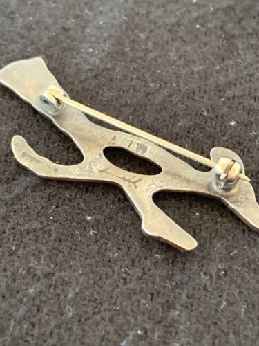 Native Road Runner Navajo Sterling Silver Stamped Old Pawn Pin Brooch | Authentic Native American Handmade | 4104
