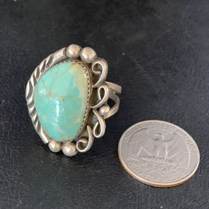 Men's Navajo Green Royston Turquoise Ring | Sterling Silver | Sz 12.5 | Authentic Native American Handmade | 13858