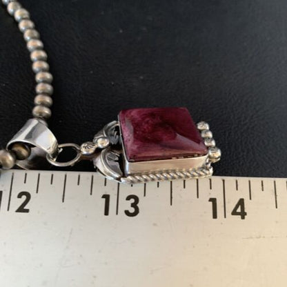 Navajo Purple Spiny Necklace Pendant | Sterling Silver | Authentic Native American Handmade | 13625