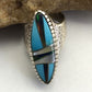 Native American Women's Navajo Opal Turquoise Inlay Ring | Sterling Silver | Sz 6 | 01601