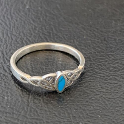 Southwestern Old Pawn Navajo Blue Turquoise Ring | Sterling Silver | Sz 7 | 10876