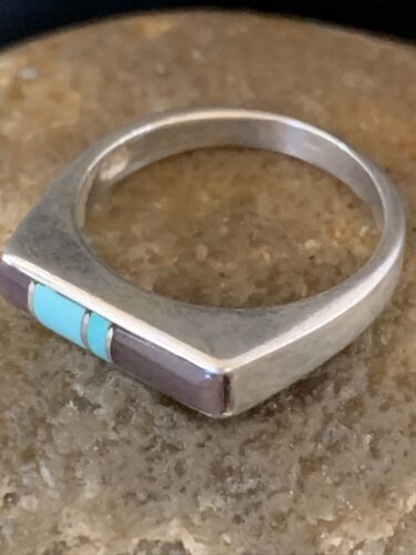 Navajo Blue Turquoise Purple Sugilite Inlay Ring | Sz 5.5 | Authentic Native American Handmade | 11147
