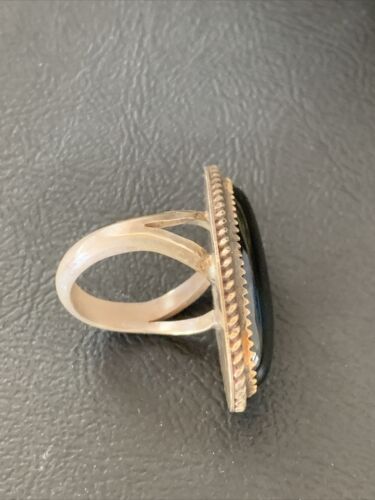 Native American Old Pawn Navajo Black Onyx Ring | Sterling Silver | Sz 7 | 11947