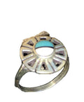 Navajo Women's Turquoise & Mother of Pearl Sterling Silver Ring Sz 6 | Inlay | Handmade 01791