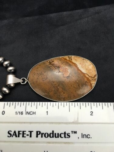 Southwestern Jasper Picture Pendant Necklace | Sterling Silver | 2.25" | Authentic Native American Handmade | 3007