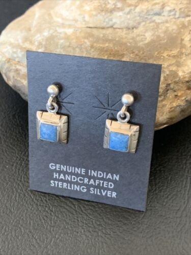 Denim Lapis Lazuli Dangle Post Earrings | Sterling Silver | 0.50" | 12712