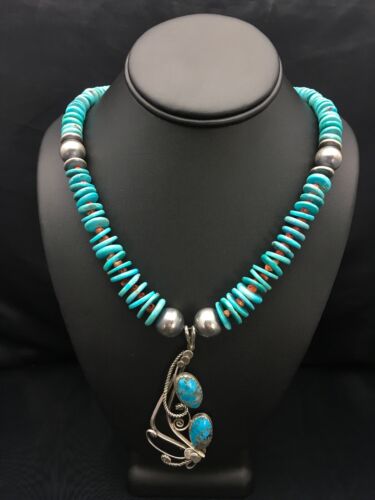 Navajo Spiny Oyster Turquoise Pendant Necklace | Sterling Silver | 22" | Authentic Native American Handmade | 2659