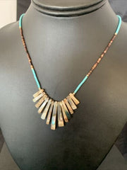 Navajo Blue Turquoise Pava Shell Heishi Necklace | Sterling Silver | Authentic Native American Handmade | 20" | 1689