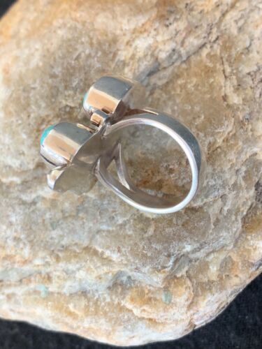 Native American Navajo Men's Turquoise Sterling Silver 2 Stone Ring | Sz 6 | Native American Handmade | 8765