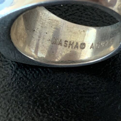 Southwestern Men's Navajo Black Onyx Inlay Ring | Sterling Silver | Sz 10 | Authentic Native American Handmade | 10740