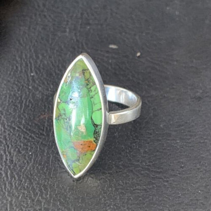 Southwestern Navajo Green Mojave Turquoise Ring | Sterling Silver | Sz 7 | 14039