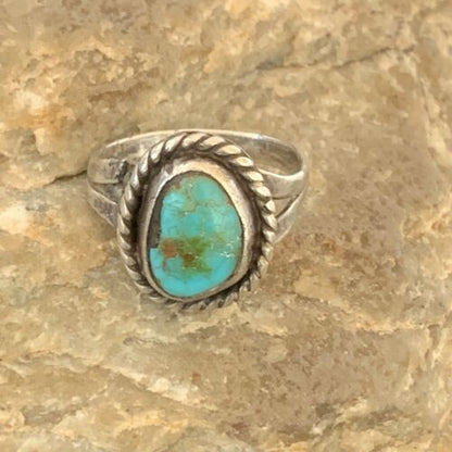 Navajo Blue Turquoise Ring | Sterling Silver | Sz 5 | Authentic Native American Handmade | 10362
