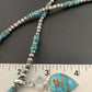 Navajo Pearls Necklace with Blue Mojave Turquoise Moon Pendant | Authentic Native American Sterling Silver | Multi-Stone | 11912
