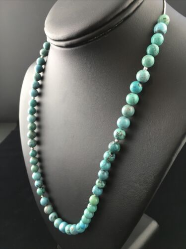 Southwestern Heishi Blue Turquoise Bead Necklace | Sterling Silver | 20" | 10019