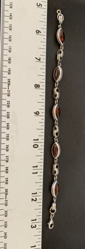 Navajo Deep Gold Amber Link Bracelet | Sterling Silver | 8.25" | Authentic Native American Handmade | 12656